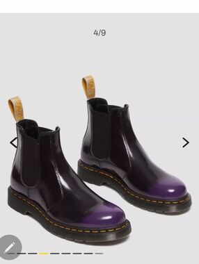 Dr. Martens Vegan 2976 Chelsea Boots BLACK/RICH PURPLE Oxford Rub Off Size 8M/9L